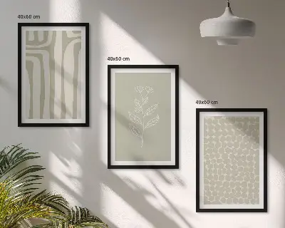 Set schilderijen voor wanddecoratie met geometrische plantmotieven