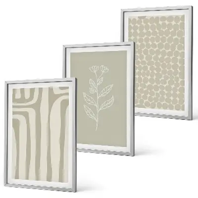 Set schilderijen voor wanddecoratie met geometrische plantmotieven