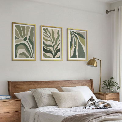 Wanddecoratie set schilderijen Malowane liście zielone ilustracje