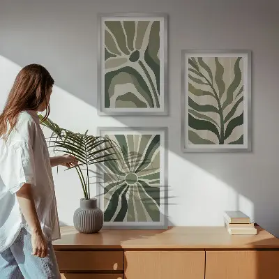Fotowand met natuurlijke patronen in groen en beige