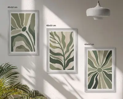 Fotowand met natuurlijke patronen in groen en beige