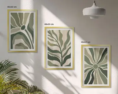 Fotowand met natuurlijke patronen in groen en beige