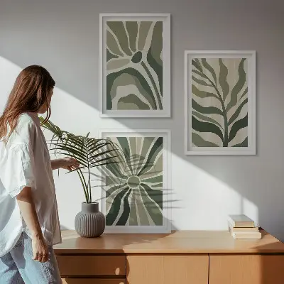 Fotowand met natuurlijke patronen in groen en beige