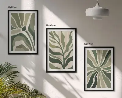 Fotowand met natuurlijke patronen in groen en beige