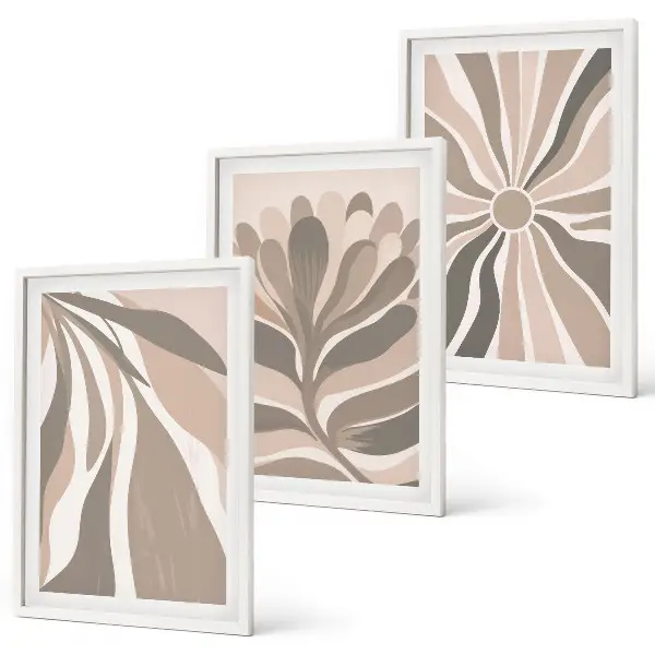 Set schilderijen voor wanddecoratie met abstracte plantenpatronen