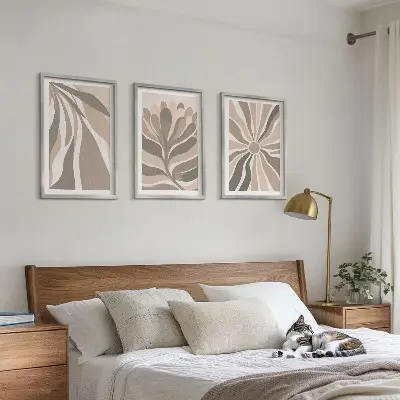 Set schilderijen voor wanddecoratie met abstracte plantenpatronen