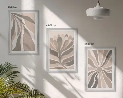 Set schilderijen voor wanddecoratie met abstracte plantenpatronen