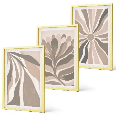 Set schilderijen voor wanddecoratie met abstracte plantenpatronen