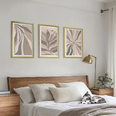 Set schilderijen voor wanddecoratie met abstracte plantenpatronen