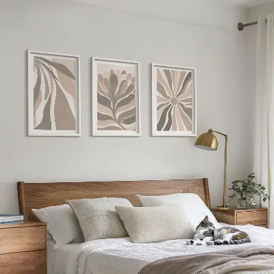 Set schilderijen voor wanddecoratie met abstracte plantenpatronen