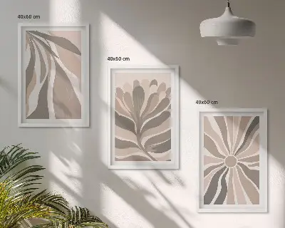 Set schilderijen voor wanddecoratie met abstracte plantenpatronen