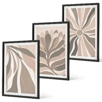 Set schilderijen voor wanddecoratie met abstracte plantenpatronen