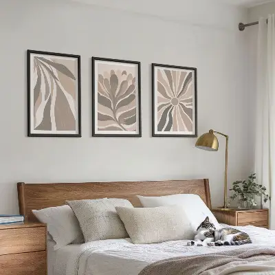 Set schilderijen voor wanddecoratie met abstracte plantenpatronen