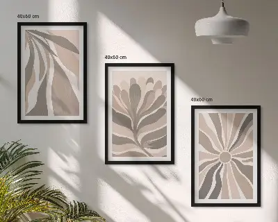 Set schilderijen voor wanddecoratie met abstracte plantenpatronen