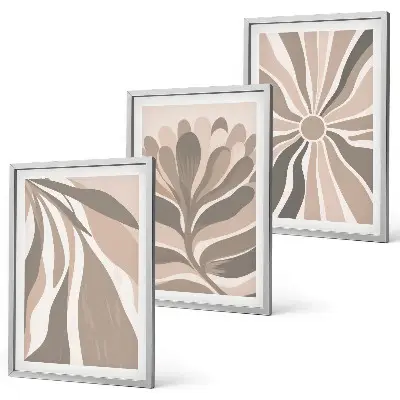Set schilderijen voor wanddecoratie met abstracte plantenpatronen