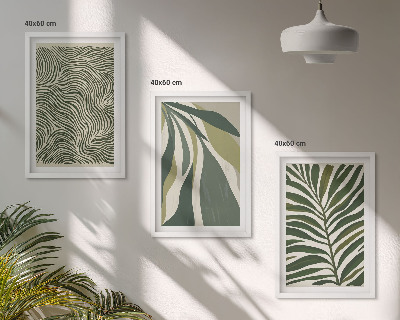 Wanddecoratie set schilderijen Liście faliste linie zieleń