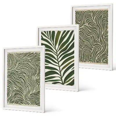 Wanddecoratieset schilderijen met golvende bladerenmotieven