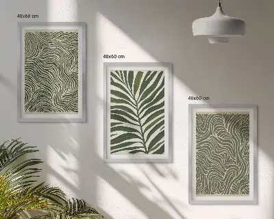 Wanddecoratieset schilderijen met golvende bladerenmotieven