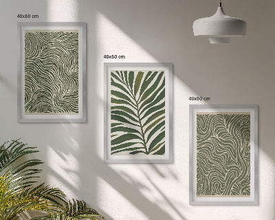 Wanddecoratie set schilderijen Wzory liści faliste kształty