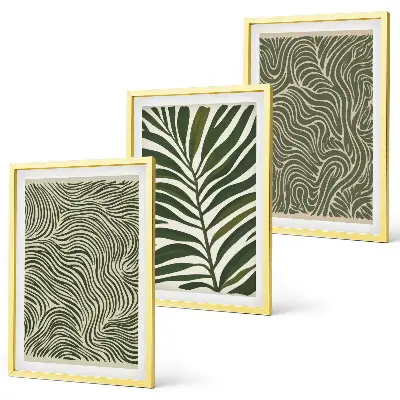 Wanddecoratieset schilderijen met golvende bladerenmotieven
