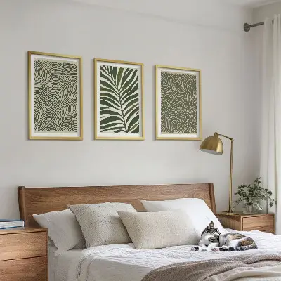 Wanddecoratieset schilderijen met golvende bladerenmotieven