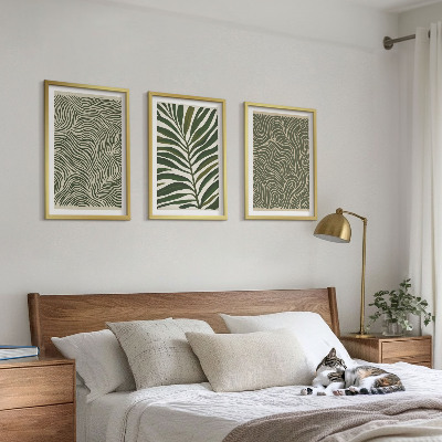 Wanddecoratie set schilderijen Wzory liści faliste kształty