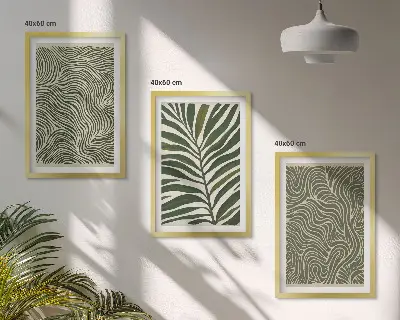 Wanddecoratieset schilderijen met golvende bladerenmotieven
