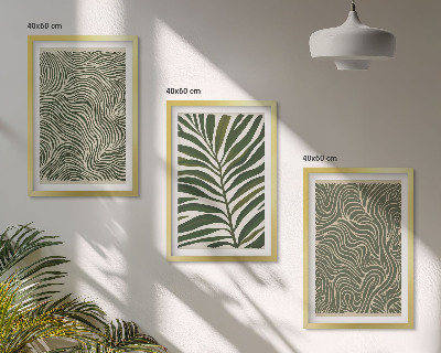 Wanddecoratie set schilderijen Wzory liści faliste kształty