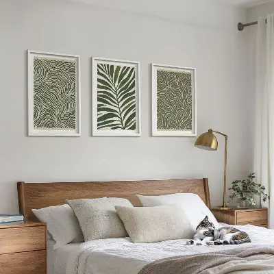 Wanddecoratieset schilderijen met golvende bladerenmotieven