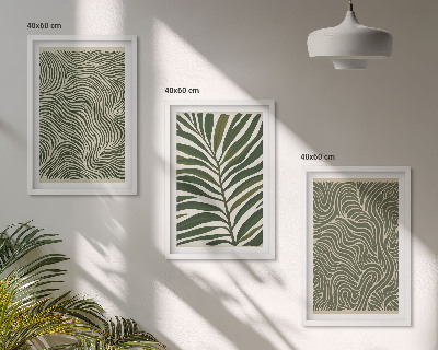 Wanddecoratie set schilderijen Wzory liści faliste kształty
