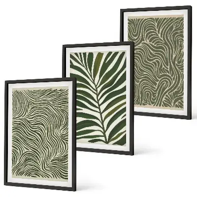 Wanddecoratieset schilderijen met golvende bladerenmotieven