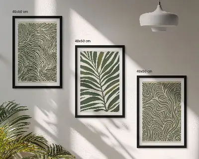 Wanddecoratieset schilderijen met golvende bladerenmotieven
