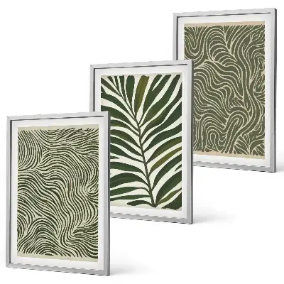 Wanddecoratieset schilderijen met golvende bladerenmotieven