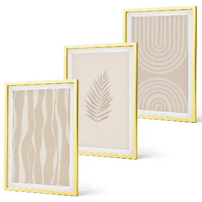 Set schilderijen voor wanddecoratie met beige plantmotieven