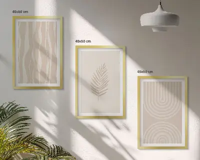 Set schilderijen voor wanddecoratie met beige plantmotieven