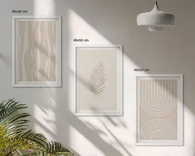 Set schilderijen voor wanddecoratie met beige plantmotieven