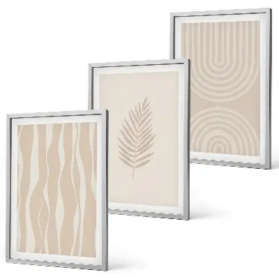 Set schilderijen voor wanddecoratie met beige plantmotieven