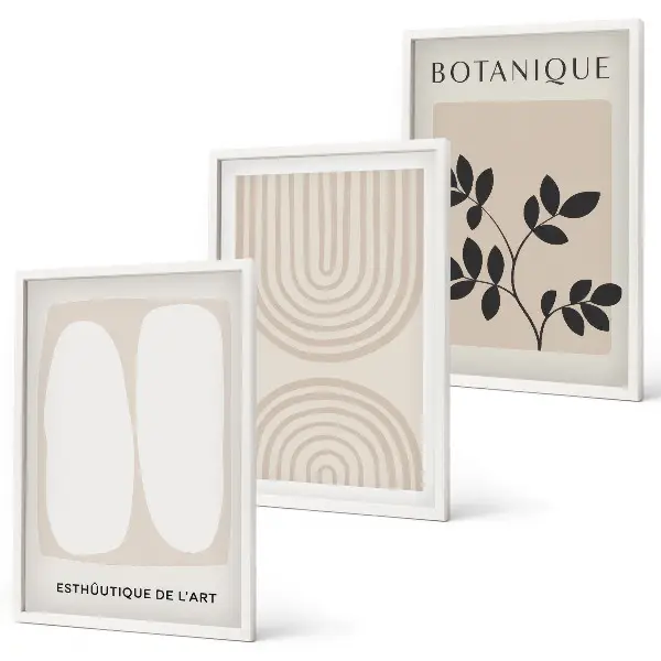 Fotowand met verfijnde botanische posters in boho stijl