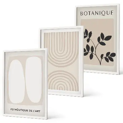 Fotowand met verfijnde botanische posters in boho stijl