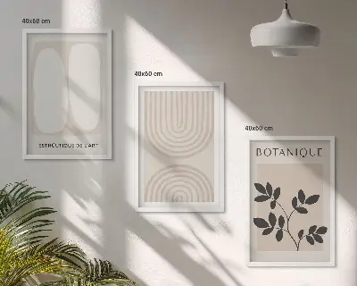 Fotowand met verfijnde botanische posters in boho stijl
