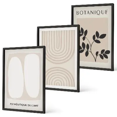Fotowand met verfijnde botanische posters in boho stijl