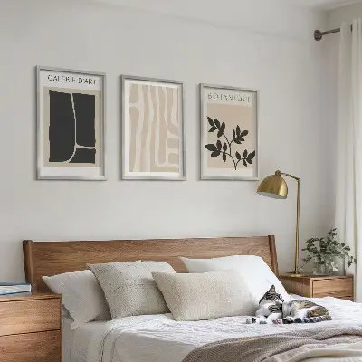 Wanddecoratieset schilderijen met abstracte plantvormen