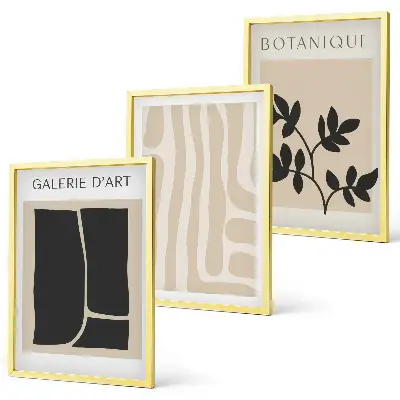 Wanddecoratieset schilderijen met abstracte plantvormen