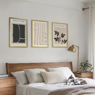 Wanddecoratieset schilderijen met abstracte plantvormen