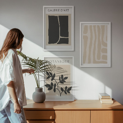 Wanddecoratie set schilderijen Abstrakcyjne kształty roślinne