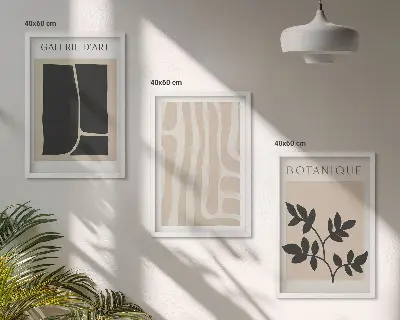 Wanddecoratieset schilderijen met abstracte plantvormen