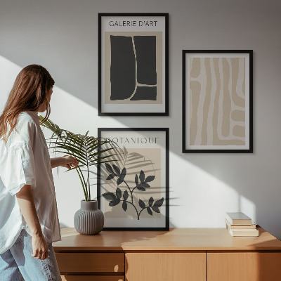 Wanddecoratie set schilderijen Abstrakcyjne kształty roślinne