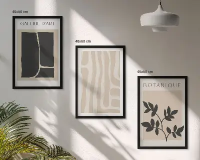 Wanddecoratieset schilderijen met abstracte plantvormen