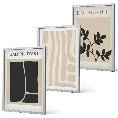 Wanddecoratieset schilderijen met abstracte plantvormen