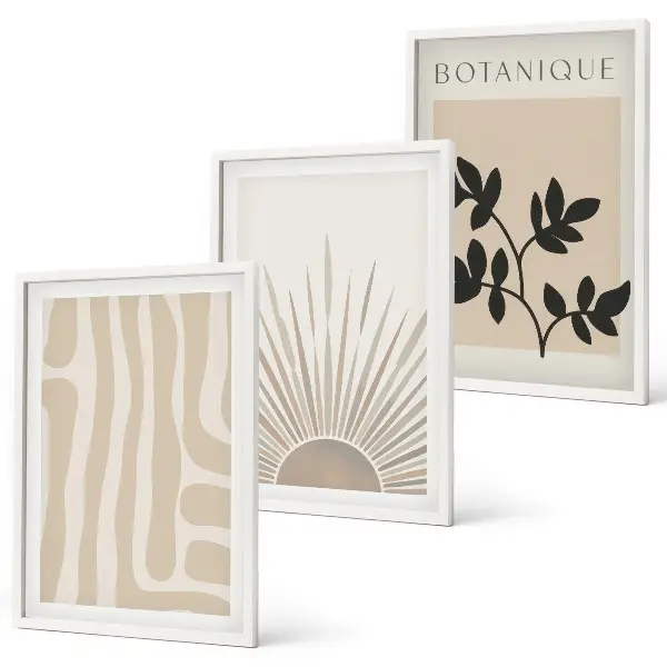 Wanddecoratie set schilderijen met abstracte plantmotieven